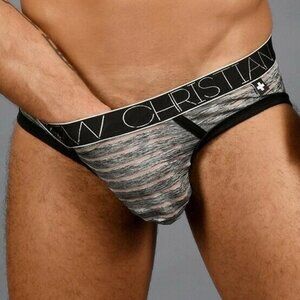 NWT Andrew Christian Sheer Stripe Brief 90857/91312